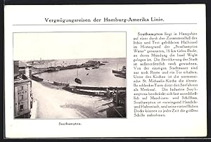 Postcard Southampton, Blick auf den Hafen, Reklame der Hamburg-Amerika Linie
