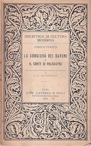 La Congiura Dei Baroni e Il Conte Di Policastro Con L'edizione Completa e Critica Dei Sonetti Di ...