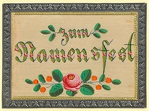 GLÜCKWUNSCH. - Namenstag. "Zum Namensfest". Mit Blumenbouquet.