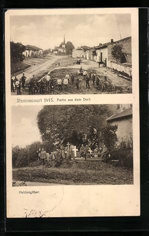 Carte postale Remoncourt, vue de la rue im Dorf, Heldengräber