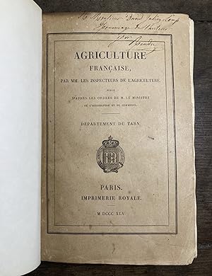 Agriculture Française, par MM. les Inspecteurs de l'Agriculture. Département du Tarn.