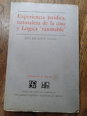 Imagen del vendedor de EXPERIENCIA JURDICA, NATURALEZA DE LA COSA Y LGICA RAZONABLE a la venta por Librera Pramo