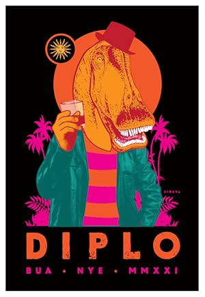 2021 American Concert Poster - Diplo at Belly Up (Dinosaur without glasses)