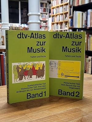 Bild des Verkufers fr dtv-Atlas zur Musik - Tafeln und Texte, Band 1: Systematischer Teil + Historischer Teil: Von den Anfngen bis zur Renaissance / Band 2: Vom Barock bis zur Gegenwart, 2 Bnde (= alles), zum Verkauf von Antiquariat Orban & Streu GbR