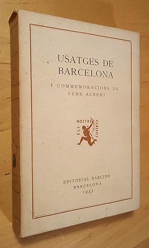 Seller image for Usatges de Barcelona i Commemoracions de Pere Albert for sale by Llibres Bombeta