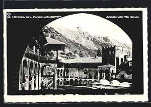 Ansichtskarte Kloster Rila, Ortsansicht mit Bergblick