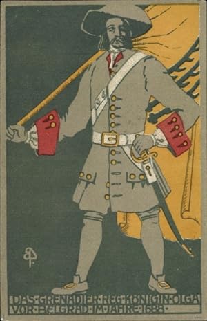 Künstler Ansichtskarte / Postkarte Grenadier-Regiment Königin Olga vor Belgrad im Jahre 1688