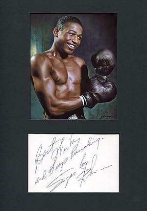 Imagen del vendedor de Sugar Ray Robinson Autograph | signed cards / album pages a la venta por Markus Brandes Autographs GmbH