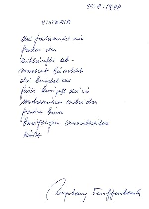 Image du vendeur pour Eigenh. Gedichtmanuskript (10 Zeilen) mit U. sowie eigenh. beschriftete Visitenkarte. mis en vente par Eberhard Kstler Autographen&Bcher oHG