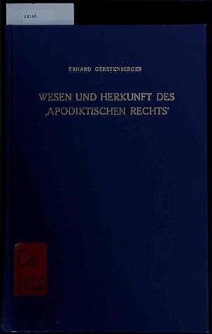 Seller image for Wesen und Herkunft des "Apodiktischen Rechts". Zwanzigster Band for sale by Antiquariat Bookfarm