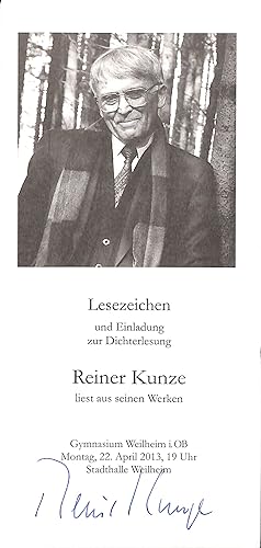 Imagen del vendedor de Gedrucktes "Lesezeichen und Einleitung zur Dichterlesung" mit eigenh. U. a la venta por Eberhard Kstler Autographen&Bcher oHG