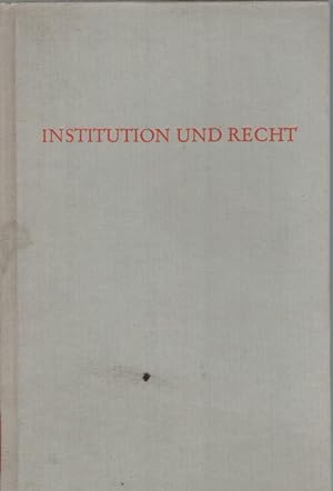 Immagine del venditore per Institution und Recht. venduto da Fundus-Online GbR Borkert Schwarz Zerfa