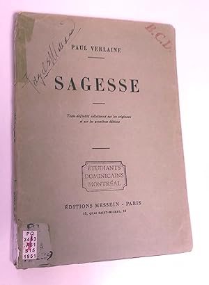 Sagesse, texte définitif collationné sur les originaux et les premières éditions