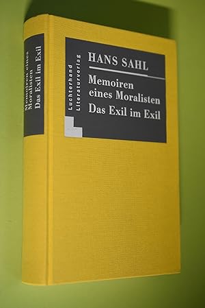 Bild des Verkufers fr Memoiren eines Moralisten. Das Exil im Exil. zum Verkauf von Antiquariat Biebusch