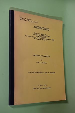 Bild des Verkufers fr Meteorites an Ballistics Technical Report No. 8; Contract No AF18 zum Verkauf von Antiquariat Biebusch