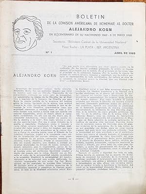 Seller image for BOLETIN de la Comisin Americana de Homenaje al Doctor Alejandro Korn for sale by Chaco 4ever Books
