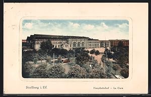 Ansichtskarte Strassburg i. E., Hauptbahnhof aus der Vogelschau