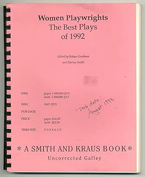 Bild des Verkufers fr Women Playwrights: The Best Plays of 1992 zum Verkauf von Between the Covers-Rare Books, Inc. ABAA