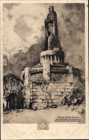 Künstler Ansichtskarte / Postkarte Kasimir, Luigi, Hamburg, Bismarckdenkmal, Deutsches Rotes Kreuz