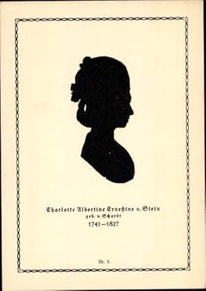 Bild des Verkufers fr Scherenschnitt Ansichtskarte / Postkarte Charlotte Albertine Ernestine von Stein, Goethe-Biographie in Bilderpostkarten zum Verkauf von akpool GmbH