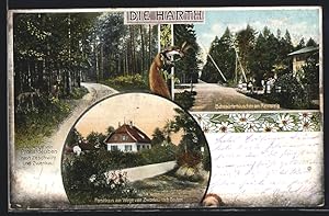 Ansichtskarte Zwenkau / Harth, Forsthaus am Wege von Zwenkau nach Deuben, Bahnwärterhäuschen am R...