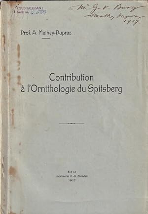 Seller image for Contribution  l'Ornithologie du Spitsberg. for sale by Antiquariat Dr. Wolfgang Wanzke