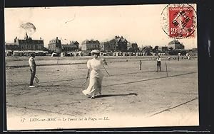 Carte postale Lion-sur-Mer, Le Tennis sur la Plage