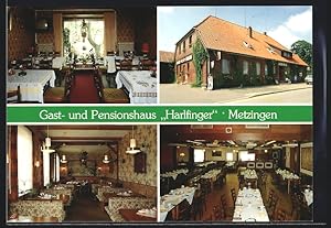 Seller image for Ansichtskarte Metzingen / Ghrde, Gasthaus Harlfinger, Bes. Ronald Wiezorek, Aussen- und Innenansichten for sale by Bartko-Reher