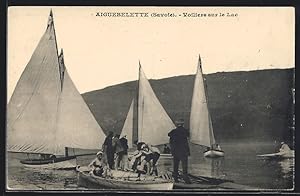 Carte postale Aiguebelette, Voiliers sur le Lac, Segelsport