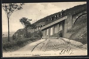 Carte postale Rouen, La Route du Bon-Secours et le Funiculaire