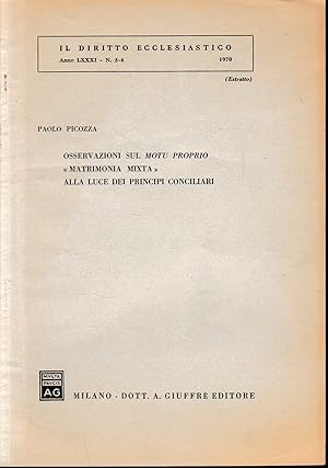 Immagine del venditore per Il Diritto Ecclesiastico anno LXXXI n. 3-4, 1970 (estratto) venduto da librisaggi