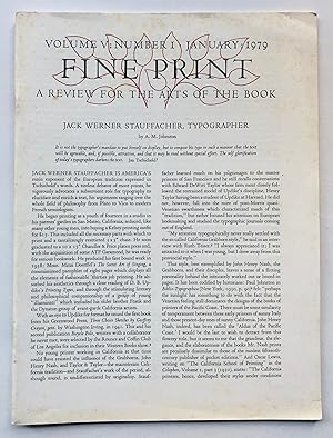 Immagine del venditore per Fine Print: A Review for the Arts of the Book, Volume V, Number 1, January 1979 venduto da George Ong Books