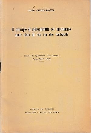 Seller image for Estratto da: Ephemerides Iuris Canonici annus XXXV (1979). Il principio di indissolubilit� nel matrimonio quale stato di vita tr for sale by librisaggi