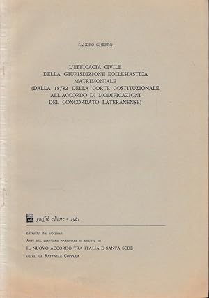 Immagine del venditore per Estratto dal volume: Atti del convegno nazionale di studio su il nuovo accordo tra Italia e Santa Sede curati da Raffaele Coppol venduto da librisaggi