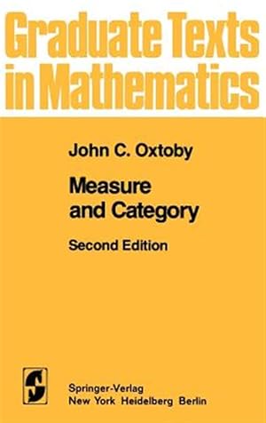 Imagen del vendedor de Measure and Category : A Survey of the Analogies Between Topological and Measure Spaces a la venta por GreatBookPrices