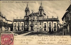 Bild des Verkufers fr Ansichtskarte / Postkarte Braga Portugal, Egreja e Hospital de S. Marcos zum Verkauf von akpool GmbH
