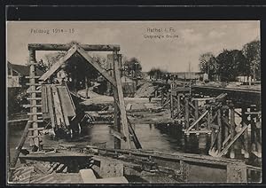 Carte postale Rethel, Motiv der gesprengten chemin de ferbrücke