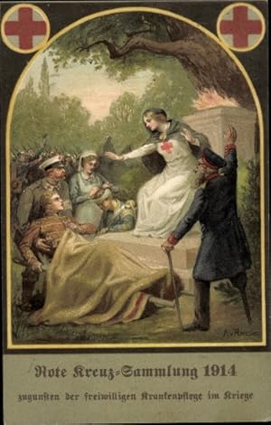 Künstler Ansichtskarte / Postkarte v. Roessler, A., Rotes Kreuz, freiwillige Krankenpflege im Kri...