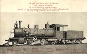 Ansichtskarte / Postkarte Chilenische Eisenbahn, Gemischtzug-Lokomotive, Dampflok
