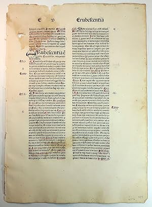 Bild des Verkufers fr A LEAF FROM SUMMA PRAEDICANTIUM PRINTED BY JOHANN AMERBACH, BASIL, 1484. zum Verkauf von Thompson Rare Books - ABAC / ILAB