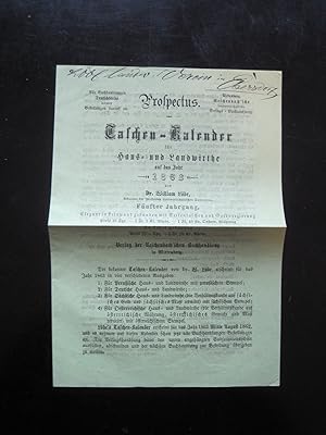 Prospectus. Taschen-Kalender für Haus= und Landwirthe auf das Jahr 1863 von Dr.William Löbe.
