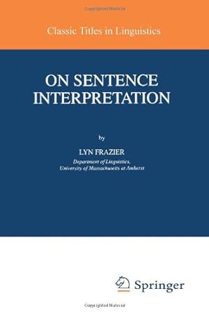 Seller image for On Sentence Interpretation by Frazier, Lyn [Paperback ] for sale by booksXpress