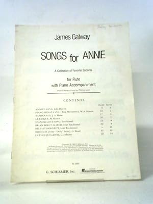Bild des Verkufers fr Songs For Annie, For Flute With Piano Accompaniment zum Verkauf von World of Rare Books