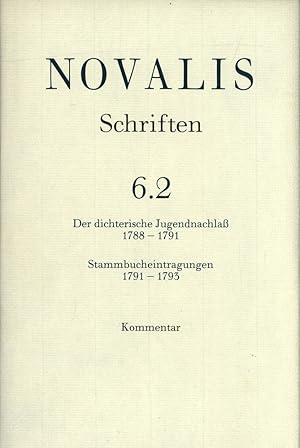 Bild des Verkufers fr Der dichterische Jugendnachla (1788-1791) und Stammbucheintragungen (1791-1793). Kommentar. zum Verkauf von Antiquariat Lenzen