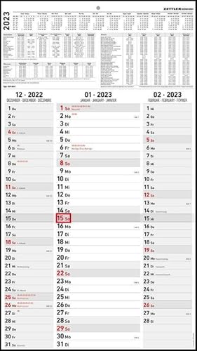 Immagine del venditore per 3-Monatskalender Streifenplaner 2023 - Bro-Kalender 33x58,8 cm (geffnet) - mit Datumsschieber - Zettler - 955-0011 venduto da AHA-BUCH GmbH