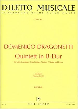 Bild des Verkufers fr Quintett B-Dur fr Kontrabass (Violine),Violine, 2 Violen und Bass : Partitur zum Verkauf von AHA-BUCH GmbH
