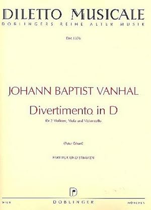 Bild des Verkufers fr Divertimento D-Dur fr 2 Violinen,Viola und Violoncello : Partitur und Stimmen zum Verkauf von AHA-BUCH GmbH