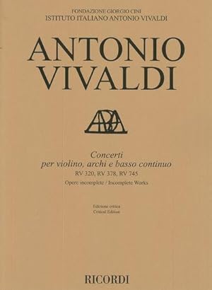 Seller image for Concerti RV320, RV378, RV745for violin, strings and Bc : score for sale by AHA-BUCH GmbH