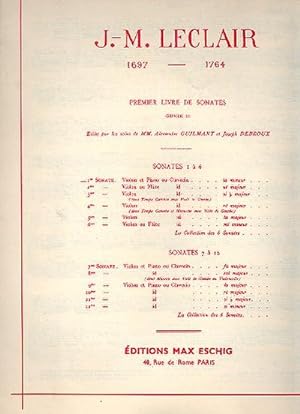 Bild des Verkufers fr Sonate la mineur no.1 pour violonet piano ou clavecin zum Verkauf von AHA-BUCH GmbH