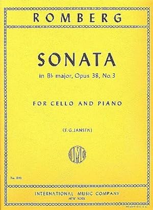 Bild des Verkufers fr Sonata B flat major op.38,3for cello and piano zum Verkauf von AHA-BUCH GmbH